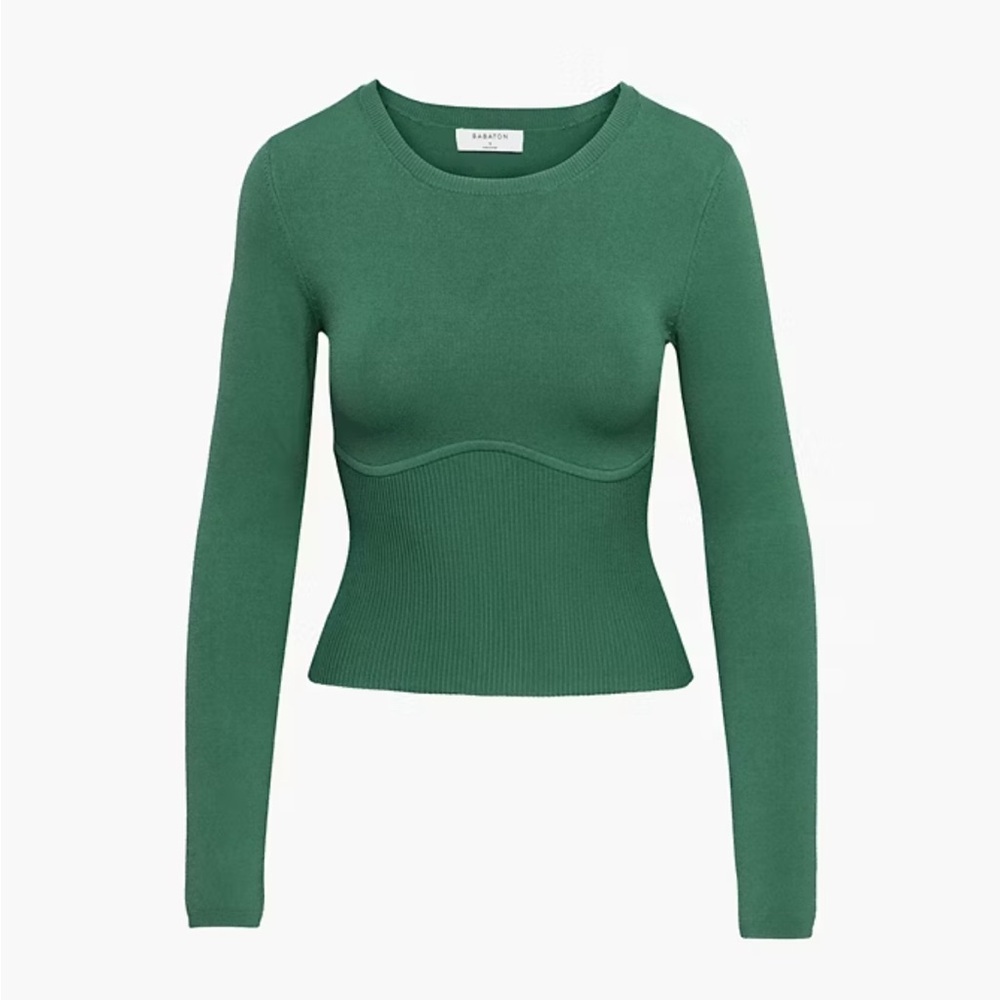 💚 Babaton Sculpt Knit Empire Longsleeve in Forest Green 💚